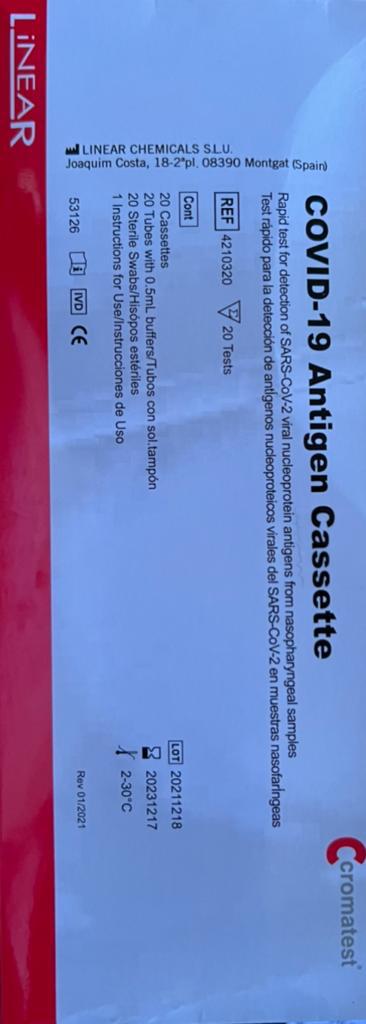Cassete antigéne Covid 19